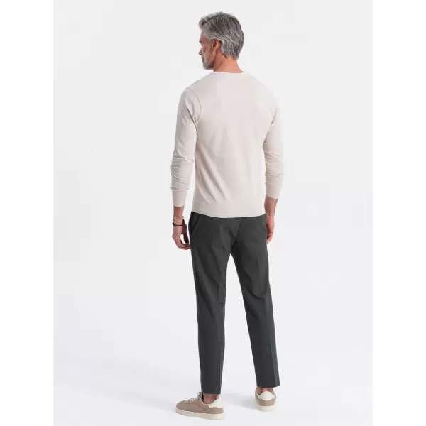  Tricou pentru bărbați cu mânecă lungă OMBRE OM-LSBL-0108 BEJ UȘOR 