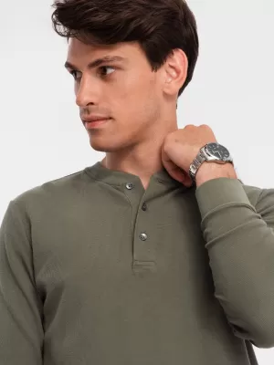 Tricou pentru bărbați cu mânecă lungă OMBRE OM-LSCL-0120 MĂSLIN