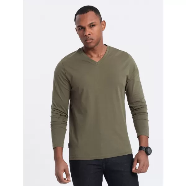  Tricou pentru bărbați cu mânecă lungă OMBRE OM-LSBL-0108 MĂSLIN ÎNTUNECAT 
