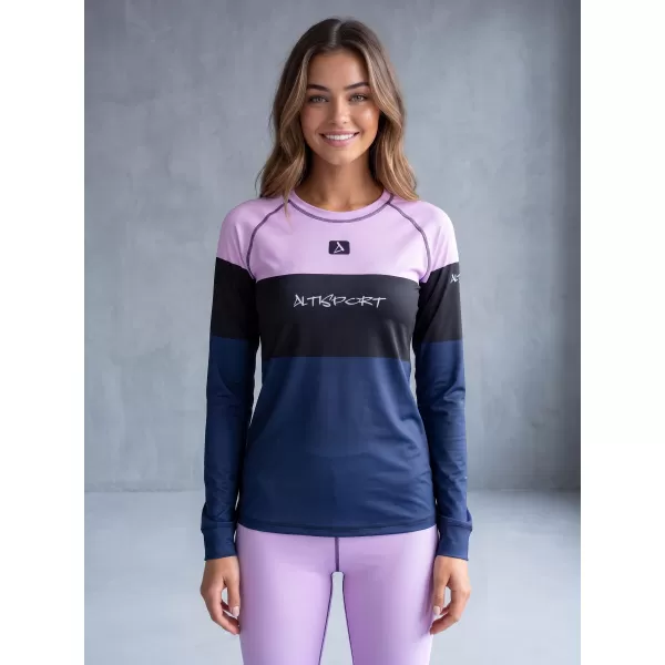  Tricou funcțional pentru femei cu mâneci lungi premium ALTISPORT VOJ/ALW051TER01 VIOLET/ALBASTRU 