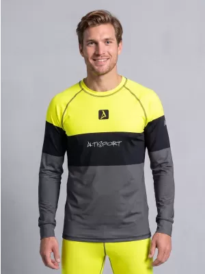 Tricou funcțional pentru bărbați cu mânecă lungă premium ALTISPORT VOJ/ALM051TER01 NEON GALBEN/GRI