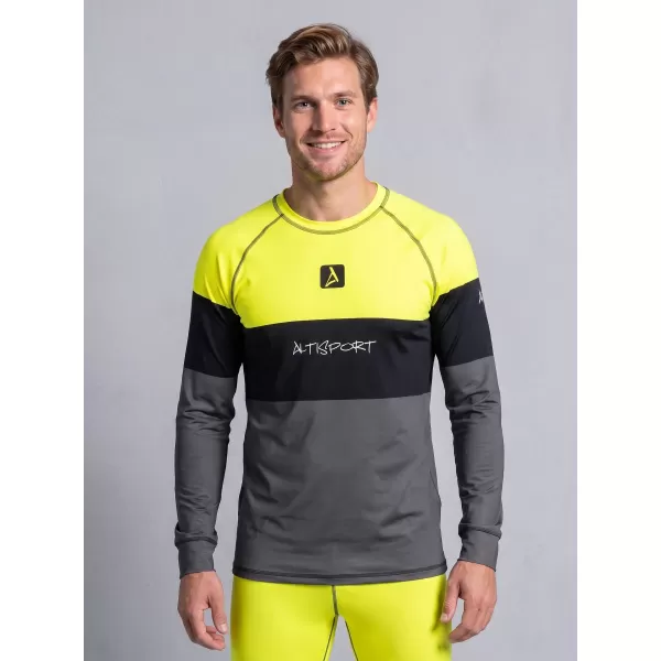  Tricou funcțional pentru bărbați cu mânecă lungă premium ALTISPORT VOJ/ALM051TER01 NEON GALBEN/GRI 