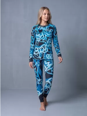 Premium funcțional de pantaloni termi funcționali pentru femei ALTISPORT VOJ/ALW054TER02 NEGRU -BLUE