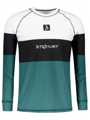 Tricou funcțional pentru bărbați cu mânecă lungă premium ALTISPORT VOJ/ALM051TER01 ALB -GREEN