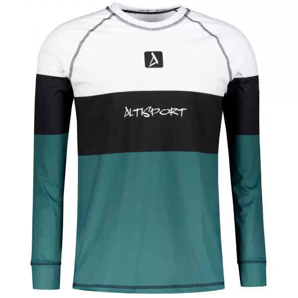  Tricou funcțional pentru bărbați cu mânecă lungă premium ALTISPORT VOJ/ALM051TER01 ALB -GREEN 