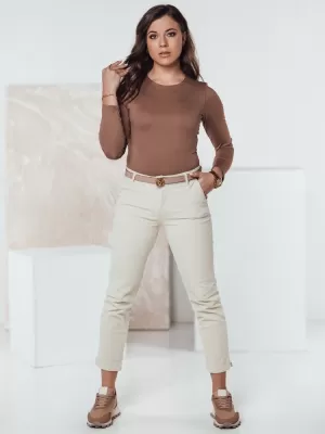 Pantalonii pentru doamne DSTREET CORDFINE UY2301 BEJ