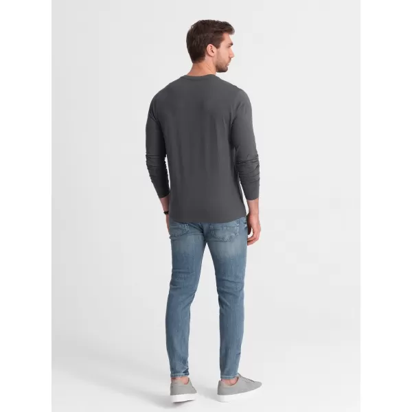  Tricou pentru bărbați cu mânecă lungă OMBRE OM-LSBL-0108 GRAFIT 