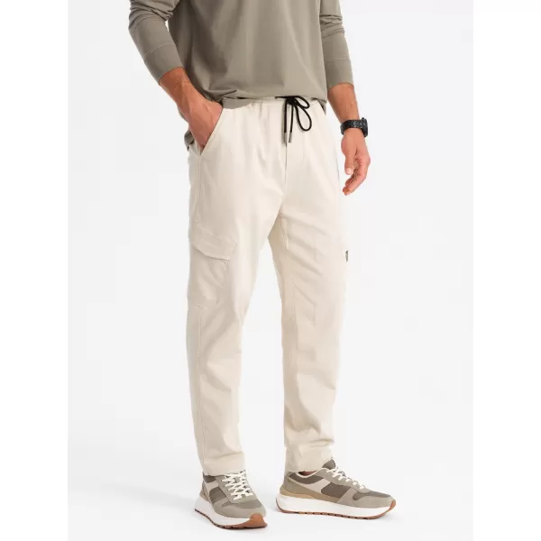  Pantaloni OMBRE OM-PAJO-0199 CREMĂ 