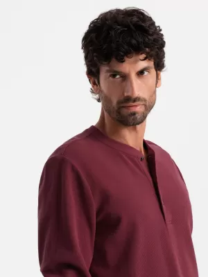 Tricou pentru bărbați cu mânecă lungă OMBRE OM-LSCL-0120 MARO