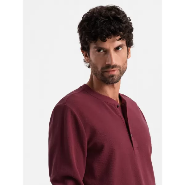  Tricou pentru bărbați cu mânecă lungă OMBRE OM-LSCL-0120 MARO 