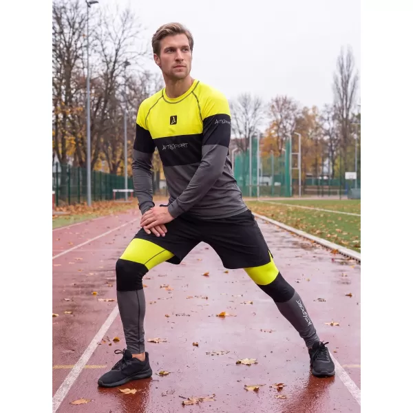  Tricou funcțional pentru bărbați cu mânecă lungă premium ALTISPORT VOJ/ALM051TER01 NEON GALBEN/GRI 