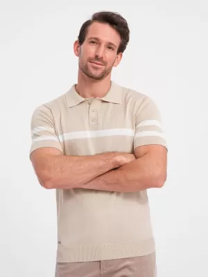 Mens t -thirt cu guler OMBRE OM-POSS-0118 BEJ