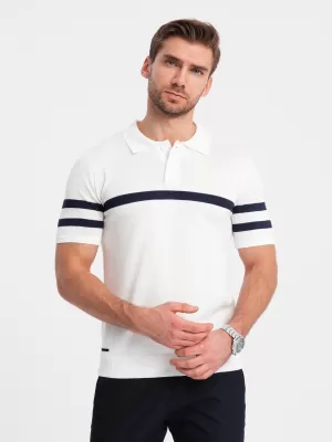 Mens t -thirt cu guler OMBRE OM-POSS-0118 ALB