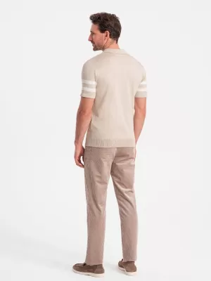 Mens t -thirt cu guler OMBRE OM-POSS-0118 BEJ