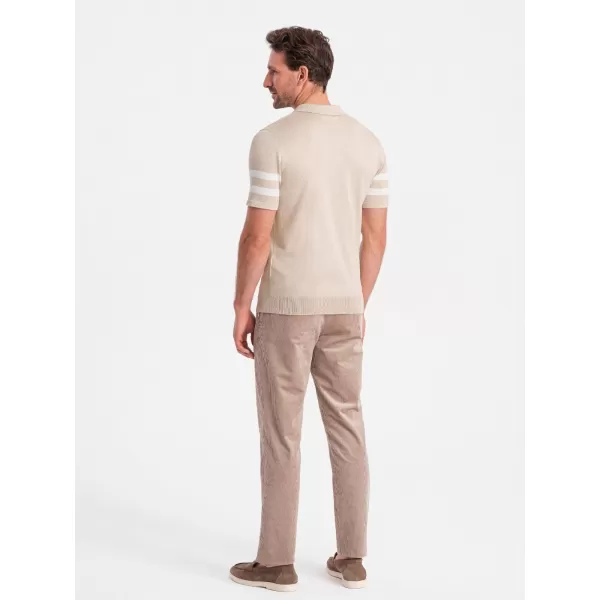  Mens t -thirt cu guler OMBRE OM-POSS-0118 BEJ 
