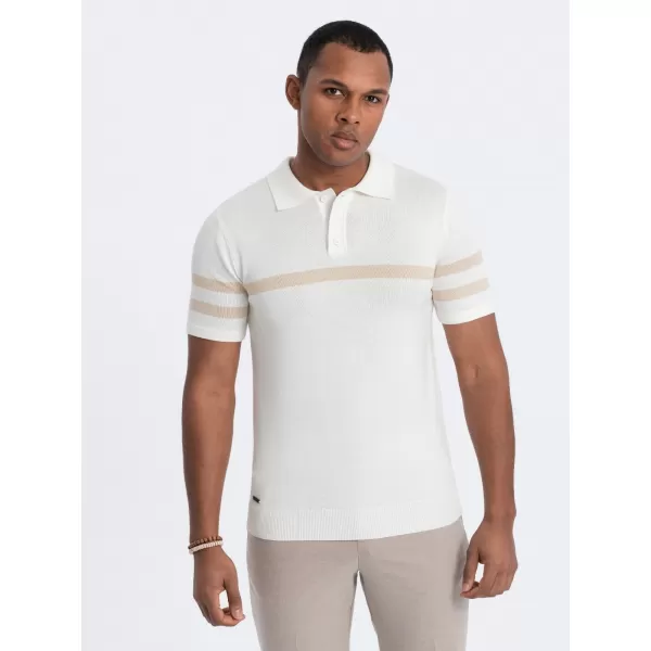  Mens t -thirt cu guler OMBRE OM-POSS-0118 CREMĂ 