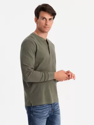 Tricou pentru bărbați cu mânecă lungă OMBRE OM-LSCL-0120 MĂSLIN
