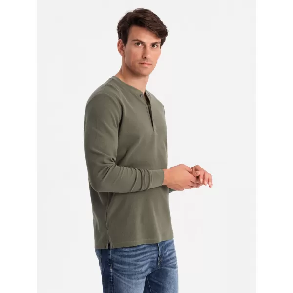  Tricou pentru bărbați cu mânecă lungă OMBRE OM-LSCL-0120 MĂSLIN 