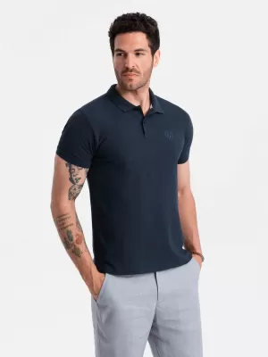 Mens t -thirt cu guler OMBRE OM-POBS-0100 ALBASTRU MARIN