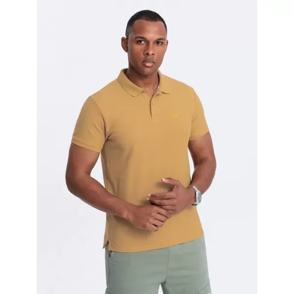  Mens t -thirt cu guler OMBRE OM-POBS-0100 MUŞTAR 