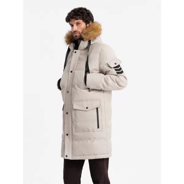  Geacă de iarnă pentru bărbați OMBRE OM-JALJ-0182 BEJ 