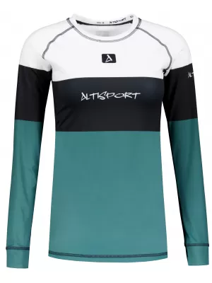 Tricou funcțional pentru femei cu mâneci lungi premium ALTISPORT VOJ/ALW051TER01 ALB -GREEN