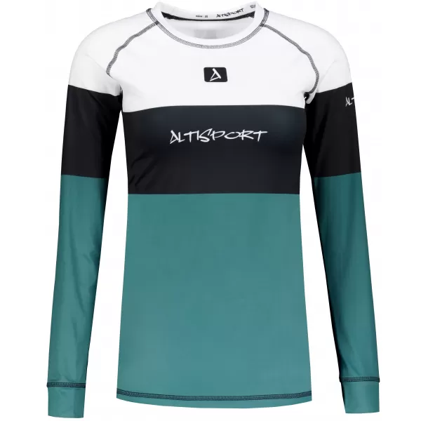  Tricou funcțional pentru femei cu mâneci lungi premium ALTISPORT VOJ/ALW051TER01 ALB -GREEN 