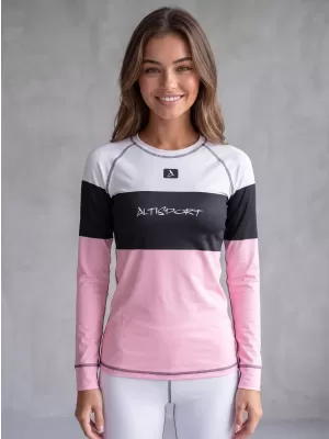 Tricou funcțional pentru femei cu mâneci lungi premium ALTISPORT VOJ/ALW051TER01 ALB -PINK