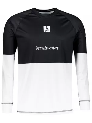 Tricou funcțional pentru bărbați cu mâneci lungi premium ALTISPORT VOJ/ALM051TER01 ALB -NEGRU