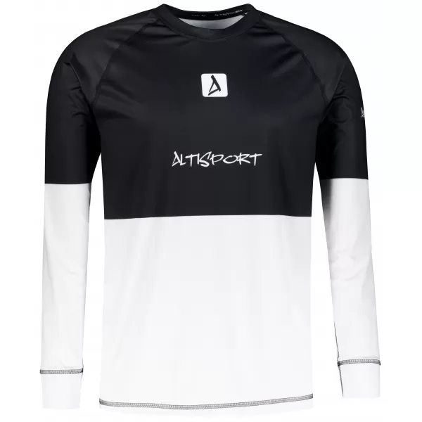  Tricou funcțional pentru bărbați cu mâneci lungi premium ALTISPORT VOJ/ALM051TER01 ALB -NEGRU 