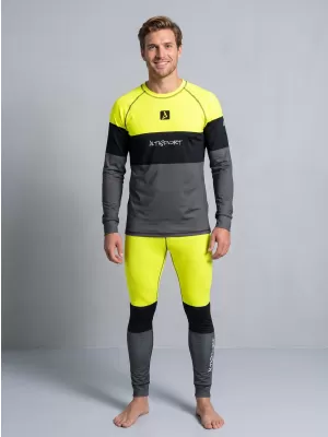 Premium funcțional pentru pantaloni termo funcționali pentru bărbați ALTISPORT VOJ/ALM051TER02 NEON GALBEN/GRI