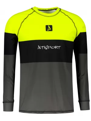 Tricou funcțional pentru bărbați cu mânecă lungă premium ALTISPORT VOJ/ALM051TER01 NEON GALBEN/GRI