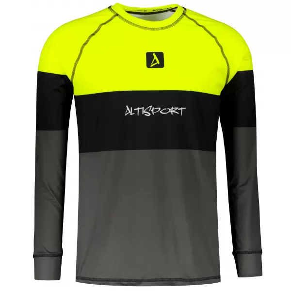  Tricou funcțional pentru bărbați cu mânecă lungă premium ALTISPORT VOJ/ALM051TER01 NEON GALBEN/GRI 