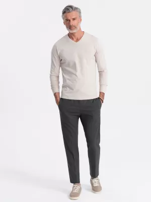 Tricou pentru bărbați cu mânecă lungă OMBRE OM-LSBL-0108 BEJ UȘOR