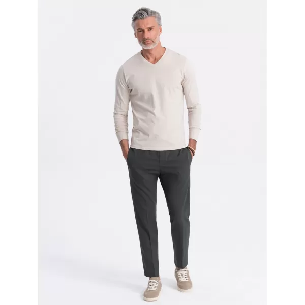  Tricou pentru bărbați cu mânecă lungă OMBRE OM-LSBL-0108 BEJ UȘOR 
