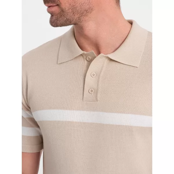  Mens t -thirt cu guler OMBRE OM-POSS-0118 BEJ 
