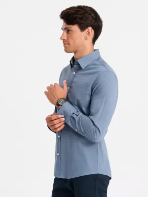 Cămaşă OMBRE OM-SHCS-0174 ALBASTRU