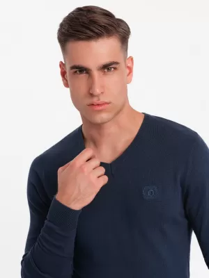 Pulover pentru bărbați OMBRE OM-SWBS-0107 ALBASTRU MARIN