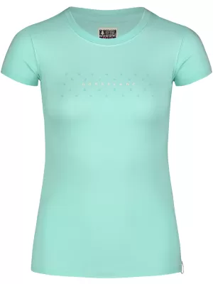 Tricou de dama din bumbac NORDBLANC STICKER NBFLT8146 VERDE DESCHIS