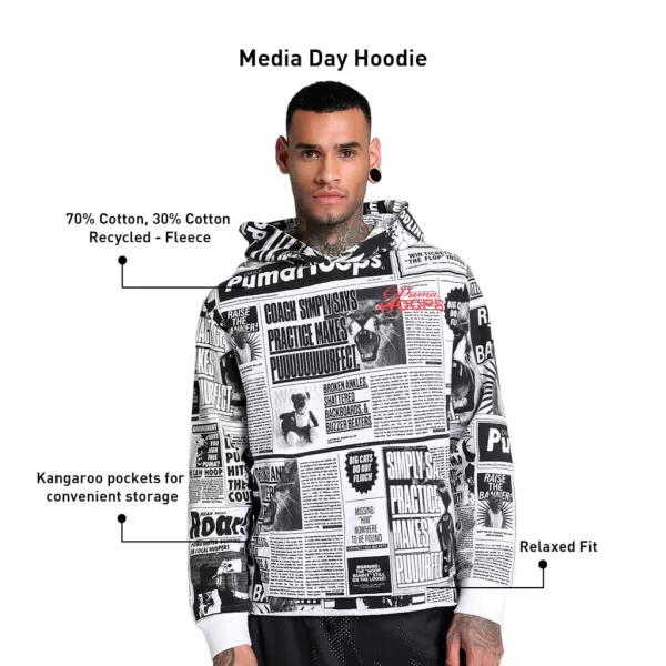  Hanorac pentru bărbați PUMA MEDIA DAY HOODIE NEGRU 