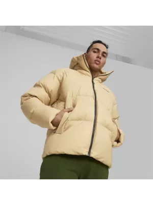 Jachetă pentru bărbați PUMA HOODED ULTRA DOWN PUFFER JACKET BEJ