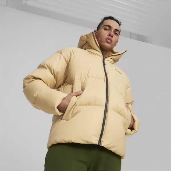  Jachetă pentru bărbați PUMA HOODED ULTRA DOWN PUFFER JACKET BEJ 