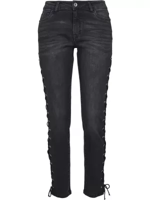 Pantalonii pentru doamne URBAN CLASSICS TB2003 NEGRU SPĂLAT