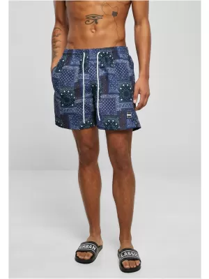 Pantaloni scurţi URBAN CLASSICS TB2679 NAVY BANDANA AOP