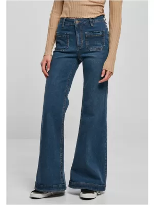 Pantaloni pentru doamne URBAN CLASSICS TB5452 ALBASTRU PROFUND SPĂLAT