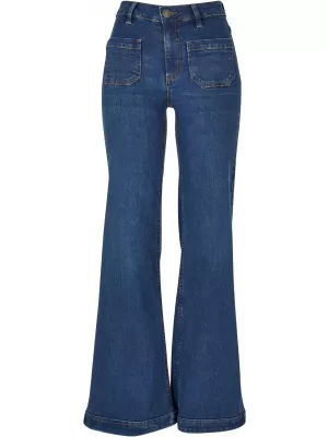 Pantaloni pentru doamne URBAN CLASSICS TB5452 ALBASTRU PROFUND SPĂLAT