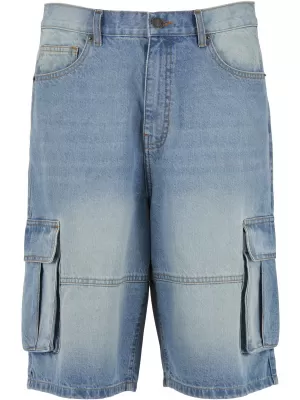 Pantaloni scurţi URBAN CLASSICS TB7367 NOU ALBASTRU DESCHIS MURDAR SPĂLAT