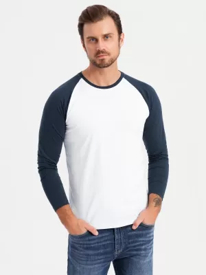 Cămaşă OMBRE OM-LSCL-0105 ALB ȘI BLEUMARIN