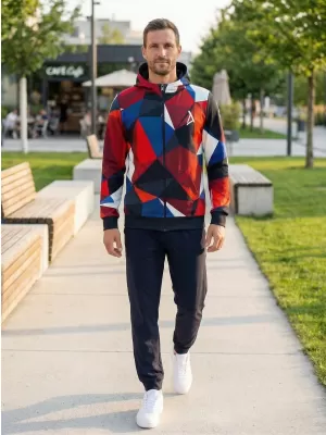 Panoul pentru bărbați pe Zip Premium ALTISPORT VOJ/ALM007MI02 ALBASTRU NAVAL/ROȘU