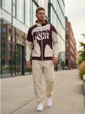 Panoul pentru bărbați pe Zip Premium ALTISPORT VOJ/ALM056MI02 BEJ/ROȘU